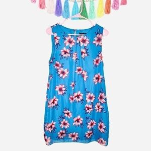 Primark Blue Floral Shift Tropical Swing Dress Size 10